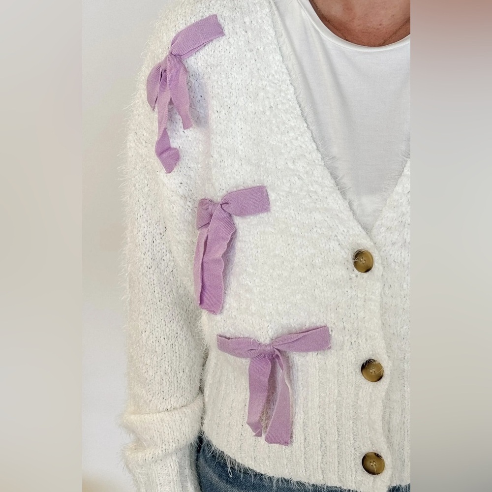 Sweet Siesta Cozy Eyelash Cardigan with Ribbons